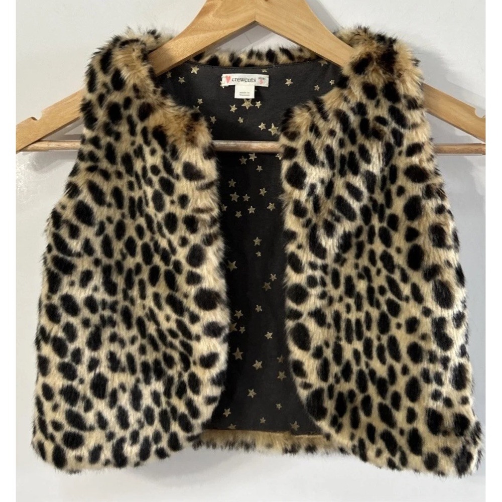 Girls J. Crew Crewcuts Animal Print Faux-Fur Vest Gilet - Size Small